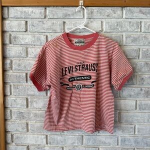 Levi's Red and White Striped Tee ONE SIZE FITS ALL